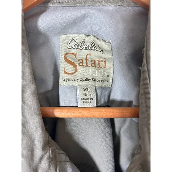 Vintage Cabelas Safari Series Jacket XL Tan Utility Field Coat Barn Chore Jungle